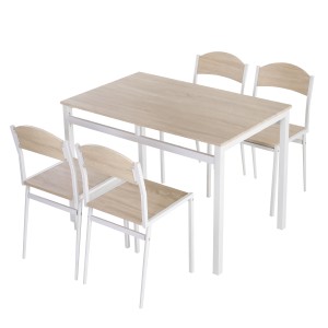 HOMCOM Set Masă de Prânz din 5 Piese cu 1 Masă Dreptunghiulară și 4 Scaune, 100x63x76,5 cm, Gri și Alb | Aosom Romania