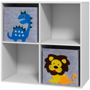 ZONEKIZ Cutii Depozitare Jucării cu 2 Sertare, Material Netesut, Alb | Aosom Romania
