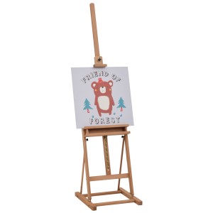 Vinsetto Sevalet Pictura Mare din Lemn de Fag, Sevalet  pentru Desen Reglabil cu Compartiment Depozitare, 53x50.5x171-230cm | Aosom Romania