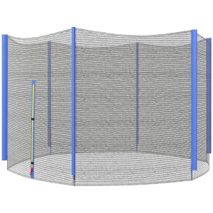 SPORTNOW Plasă Protecție Trambulină Rotundă 305cm cu 6 Stâlpi Drepti Rezistentă Negru/Albastru | Aosom Romania