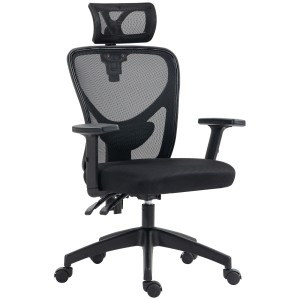 Vinsetto Scaun Birou Ergonomic, Scaun Ergonomic cu Suport Lombar si Tetiera, 66x61x106-116cm Negru | Aosom Romania