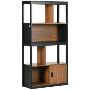HOMCOM Biblioteca moderna cu 4 niveluri si rafturi de depozitare, nuc maro | Aosom Romania