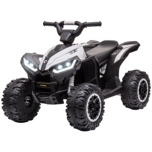 HOMCOM ATV Electric pentru Copii, Motocicletă pentru Copii cu Motor Dublu, 2 Viteze, Roți Late și Faruri LED, 83x53x55.5 cm, Alb | Aosom Romania