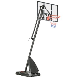 SPORTNOW Cos si suport de baschet reglabil pe inaltime cu panou robust si baza ponderata, portabil pe roti, 2,4-2,9 m | Aosom Romania