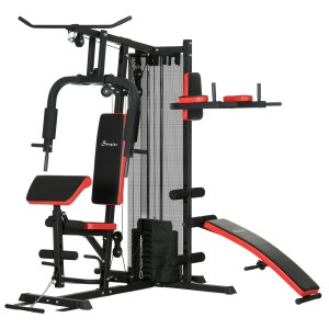 SPORTNOW Stație de Gimnastică pentru Exerciții Multiple cu Stivă de Greutăți, 225x175x200 cm, Negru | Aosom Romania