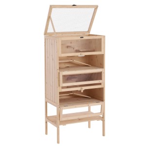 PawHut Cusca pentru Rozitori si Hamsteri cu 4 Rafturi cu Acoperis Trapa in Lemn 60x40x120cm | Aosom Romania
