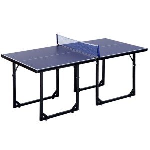 Masa de Ping Pong Pliabila, Multifuncitonala, cu Plasa din Otel si MDF, 182x91x76cm - Albastru HOMCOM | Aosom Romania