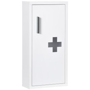 kleankin Dulap pentru Medicamente cu 3 Rafturi și Ușă Magnetică, Dulăpior pentru Medicamente din Oțel, 30x12x60 cm, Alb