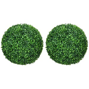 HOMCOM Set de 2 Bile Artificiale, Bile de Arbori Topiari din Buxus,  Ø40cm, Verde | Aosom Romania