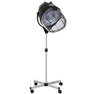 HOMCOM Cască de Uscat Părul cu Înălțime Reglabilă, Cască pentru Păr cu Timer și Roți Pivotante, 65x65x115-165 cm, Negru | Aosom Romania