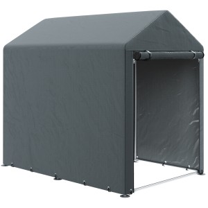 Outsunny Magazie pentru Scule cu Protecție UV și Intrare cu Fermoar, Cort de Garaj, 120x179x165 cm, Gri Închis | Aosom Romania