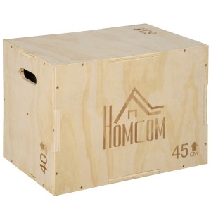 HOMCOM Cutie pentru Sărituri cu 3 Înălțimi Reglabile pentru Acasă și Sală de Sport, 45x40x60 cm, Lemn Natural | Aosom Romania