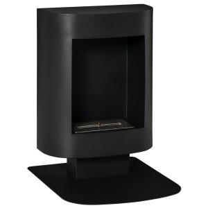 Semineu portabil HOMCOM, fara aerisire, cu arzatoare cu bioetanol de 0.9L/3 ore, incalzitoare cu baza din otel 2000W pentru interior/exterior, Negru
